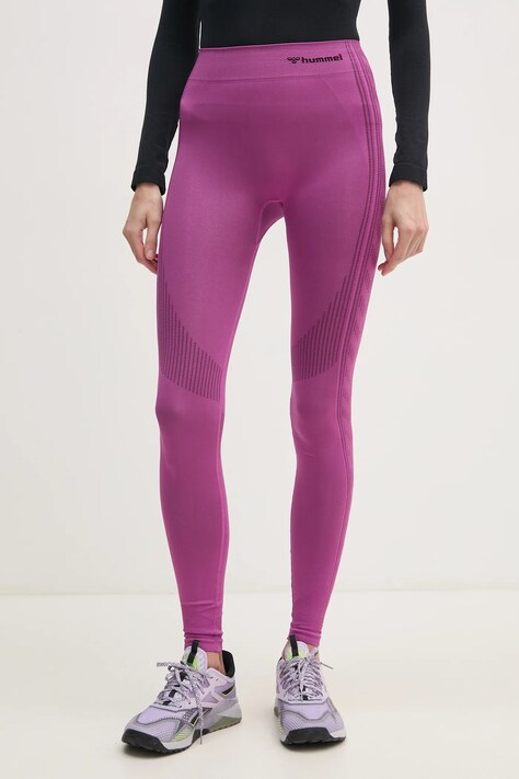 Hummel leggins de antrenament Shaping culoarea verde, cu imprimeu, 216772