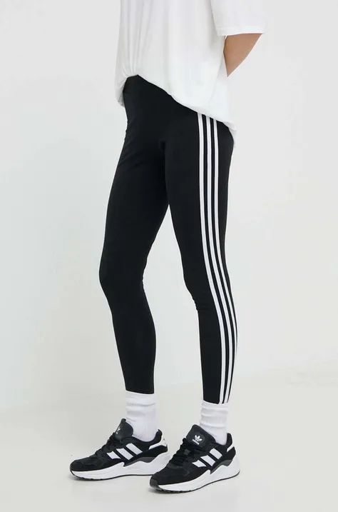 Tajice adidas Originals 3 Stripes Tigh za žene, boja: crna, s aplikacijom