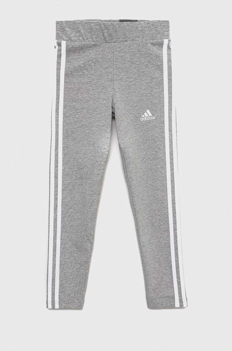 Dětské legíny adidas G 3S šedá barva, melanžové