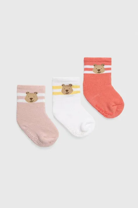 Ponožky pre bábätká GAP 3-pak ružová farba