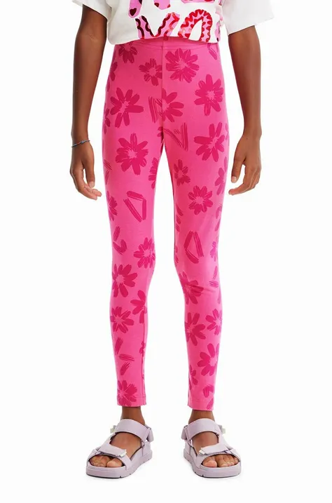 Desigual legginsy dziecięce kolor różowy wzorzyste