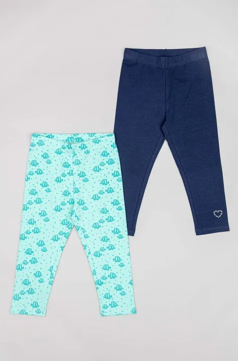 zippy legginsy dziecięce 2-pack kolor niebieski wzorzyste