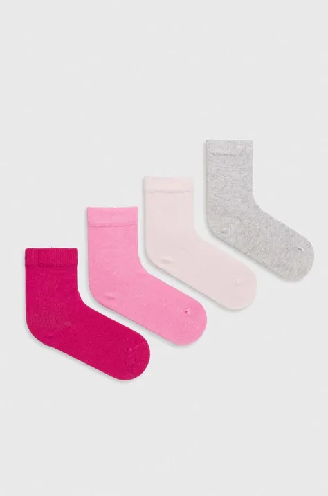 Дитячі шкарпетки United Colors of Benetton 4-pack колір рожевий