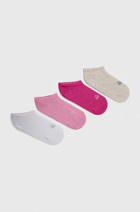 Дитячі шкарпетки United Colors of Benetton 4-pack колір рожевий