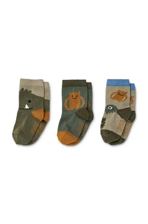 Дитячі шкарпетки Liewood 3-pack колір бежевий