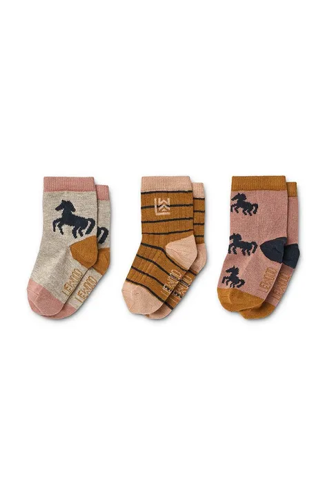 Detské ponožky Liewood 3-pak béžová farba
