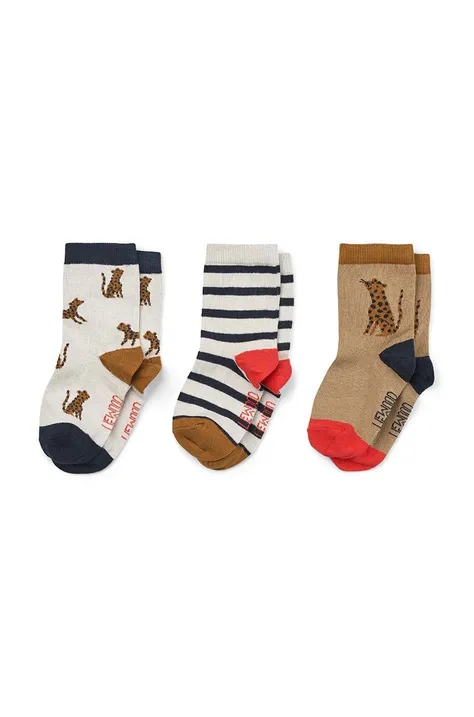 Дитячі шкарпетки Liewood 3-pack колір бежевий
