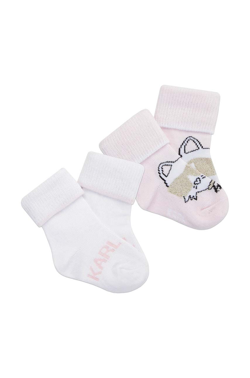 Otroške nogavice Karl Lagerfeld 2-pack roza barva