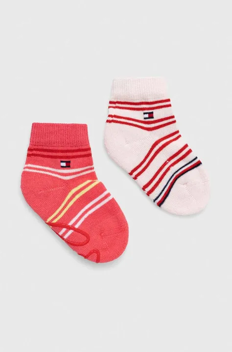 Дитячі шкарпетки Tommy Hilfiger 2-pack колір рожевий