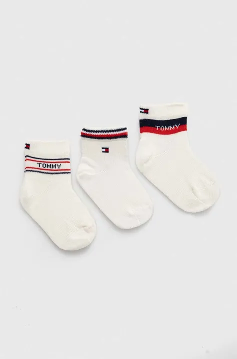Dětské ponožky Tommy Hilfiger 3-pack béžová barva