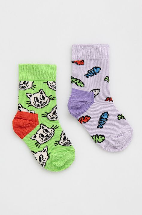 Дитячі шкарпетки Happy Socks Kids Cat and Fish 2-pack