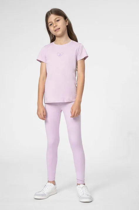 4F legginsy dziecięce kolor fioletowy gładkie