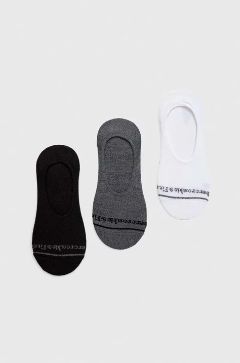 Ponožky Abercrombie & Fitch 3-pack pánské, šedá barva