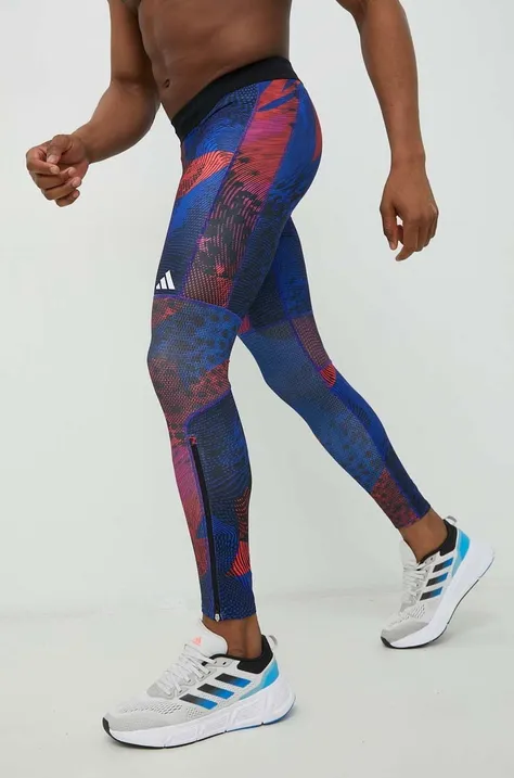 adidas Performance legginsy do biegania Saturday męskie kolor granatowy wzorzyste