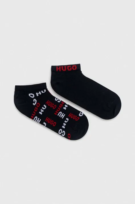 Ponožky HUGO 2-pack pánské, tmavomodrá barva, 50491224