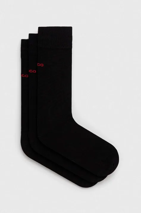 Шкарпетки HUGO 3-pack чоловічі колір чорний