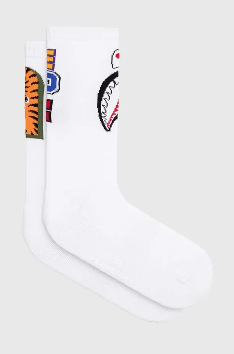 Ponožky A Bathing Ape 001SOI801007M-RED, pánske, biela farba