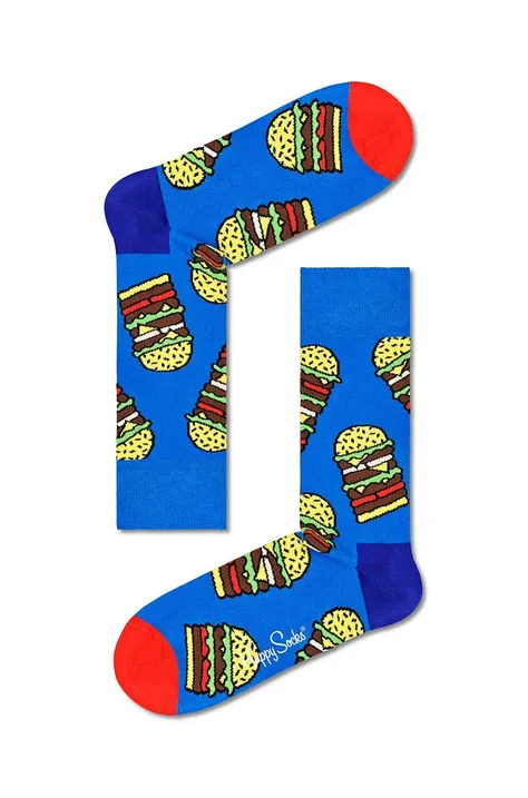 Happy Socks skarpetki Burger kolor niebieski