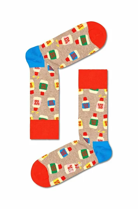 Κάλτσες Happy Socks Light Brown χρώμα: μπεζ
