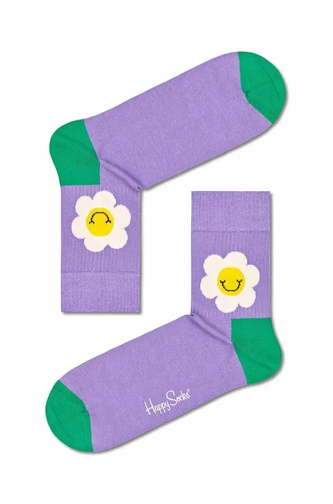 Nogavice Happy Socks Light Purple Smiley Daisy 1/2
