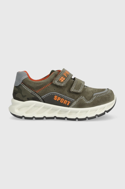 Primigi sneakers de piele întoarsă pentru copii culoarea verde