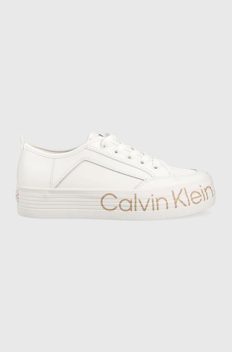 Calvin Klein Jeans sneakersy skórzane YW0YW01025 VULC FLATF LOW WRAP AROUND LOGO