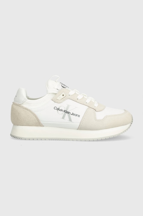 Tenisky Calvin Klein Jeans YW0YW00840 RUNNER SOCK LACEUP NY-LTH W béžová barva, YW0YW00840