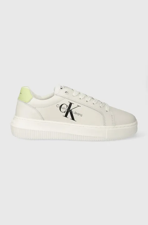 Δερμάτινα αθλητικά παπούτσια Calvin Klein Jeans YW0YW00823 CHUNKY CUPSOLE MONOLOGO W χρώμα: άσπρο, YW0YW00823