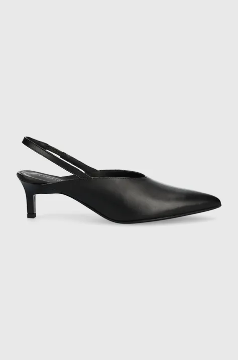 Шкіряні туфлі Calvin Klein HW0HW01345 GEO STIL SLINGBACK PUMP 50 колір чорний відкрита п'ята