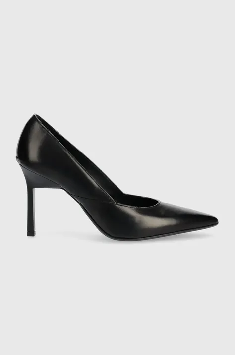 Шкіряні туфлі Calvin Klein HW0HW01346 GEO STILETTO PUMP 90 колір чорний
