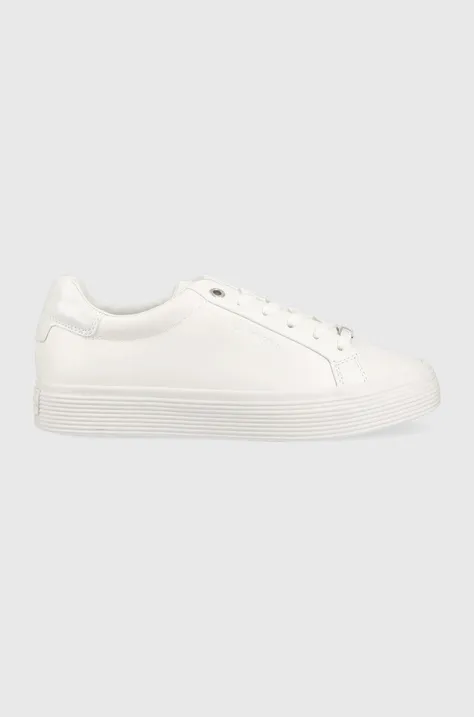 Δερμάτινα αθλητικά παπούτσια Calvin Klein HW0HW01372 VULC LACE UP χρώμα: άσπρο