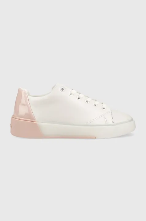 Δερμάτινα αθλητικά παπούτσια Calvin Klein HW0HW01378 HEEL COUNTER CUPSOLE LACE UP χρώμα: άσπρο
