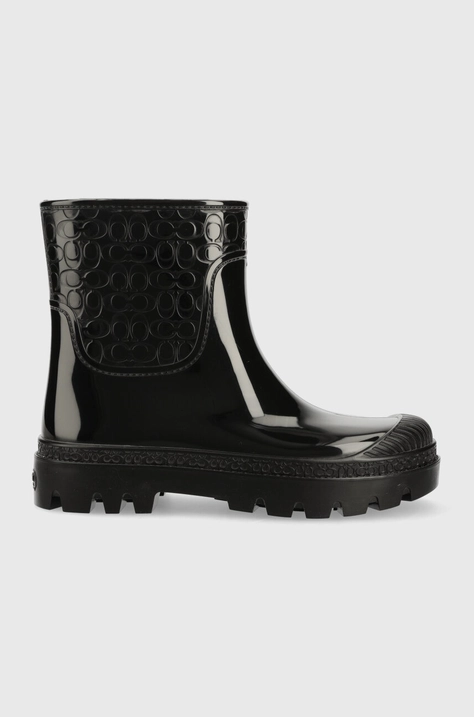 Coach botine Millie Rubber femei, culoarea negru, cu toc plat, CE856