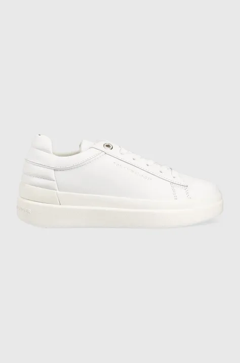 Δερμάτινα αθλητικά παπούτσια Tommy Hilfiger Fw0fw06511 Feminine Elevated Sneaker χρώμα: άσπρο