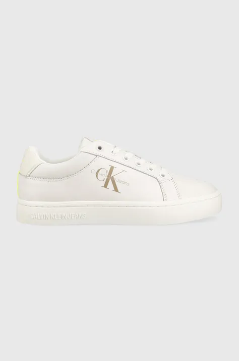 Δερμάτινα αθλητικά παπούτσια Calvin Klein Jeans CLASSIC CUPSOLE FLUO CONTRAST WN χρώμα: άσπρο, YW0YW00912