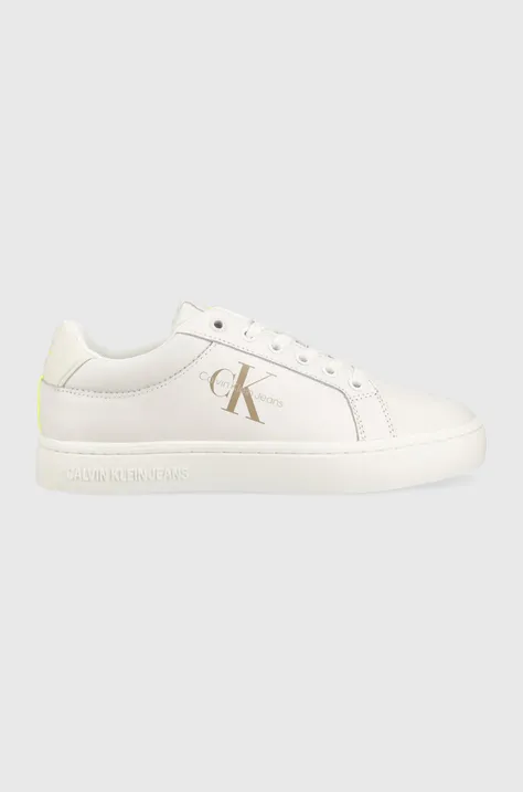 Шкіряні кросівки Calvin Klein Jeans CLASSIC CUPSOLE FLUO CONTRAST WN колір білий YW0YW00912