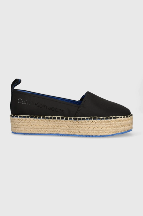 Calvin Klein Jeans espadrile FLATFORM ESPADRILLE SOFT NY culoarea negru, cu platforma, YW0YW00989