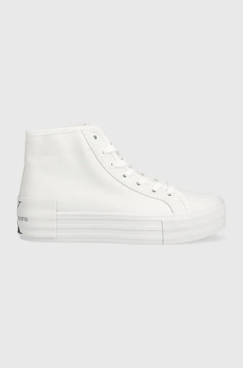 Πάνινα παπούτσια Calvin Klein Jeans VULC FLATFORM BOLD ESSENTIAL χρώμα: άσπρο, YW0YW01031