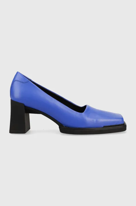 Vagabond Shoemakers czółenka skórzane EDWINA kolor niebieski na słupku 5310.101.68