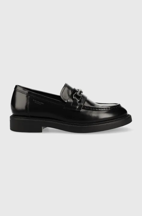 Kožené mokasíny Vagabond Shoemakers ALEX W dámske, čierna farba, na plochom podpätku, 5548.004.20