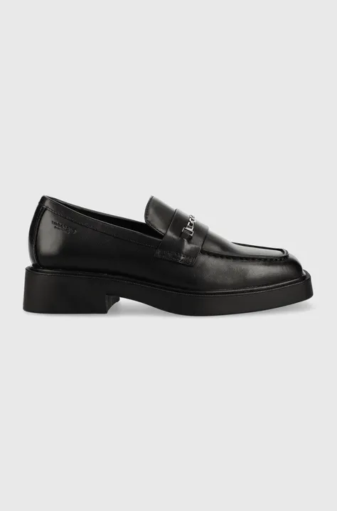 Kožne mokasinke Vagabond Shoemakers JILLIAN za žene, boja: crna, ravna potpetica, 5543.001.20