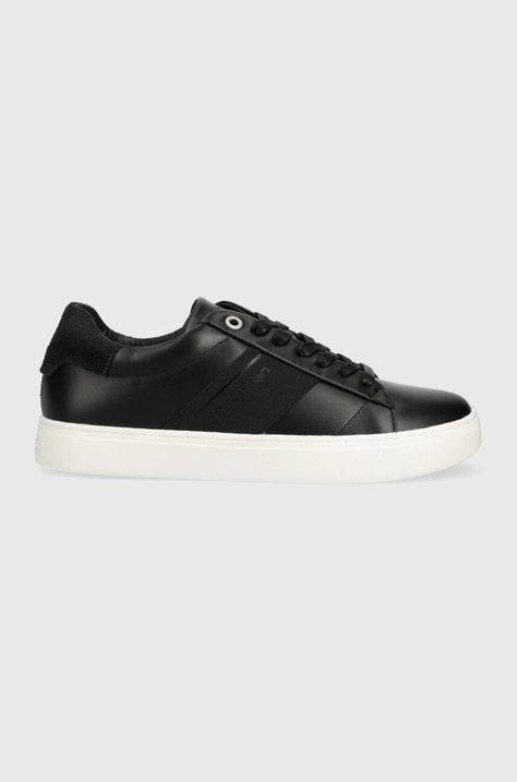 Кожаные кроссовки Calvin Klein CLEAN CUPSOLE LACE UP - HE цвет чёрный HW0HW01415