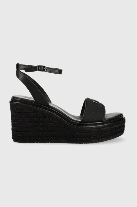 Sandále Calvin Klein WEDGE 50HH W/HW - JQ dámske, čierna farba, na kline, HW0HW01490
