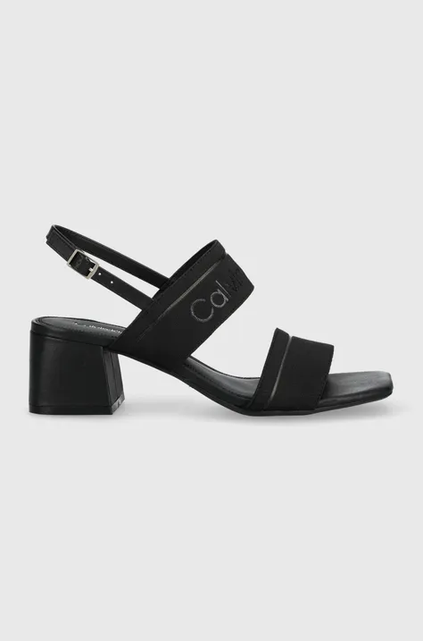 Sandále Calvin Klein SQUARED BLK HL SANDAL 45 HE čierna farba, HW0HW01635