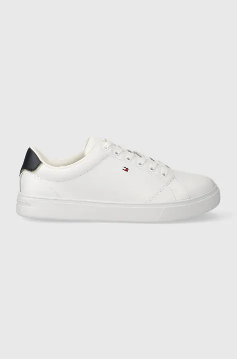 Δερμάτινα αθλητικά παπούτσια Tommy Hilfiger ESSENTIAL COURT SNEAKER χρώμα: άσπρο, FW0FW07427