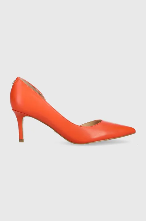Кожени обувки с висок ток Guess Mystic в оранжево
