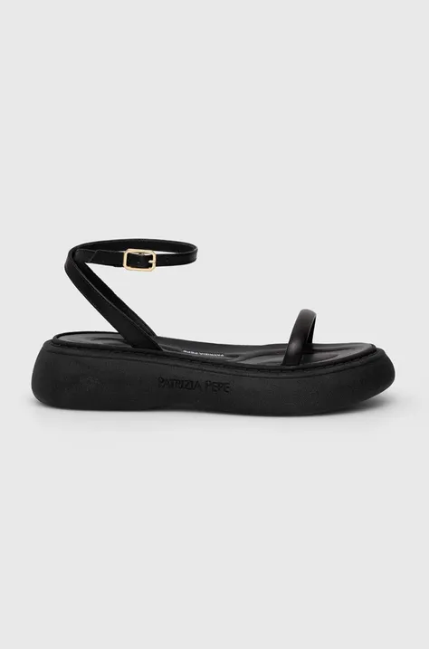 Kožené sandály Patrizia Pepe dámské, černá barva, na platformě, 8X0082 L048 K103