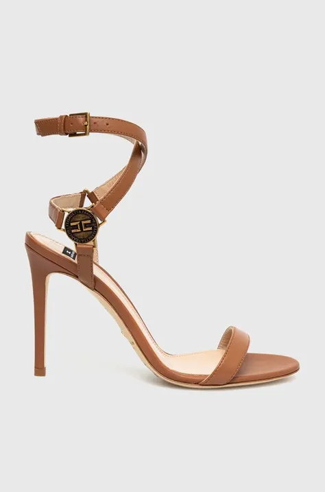 Elisabetta Franchi sandały skórzane kolor brązowy SA01L31E2
