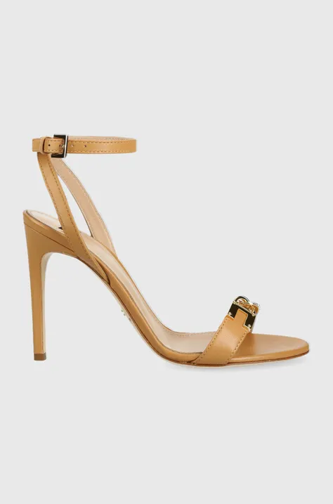 Elisabetta Franchi usnjeni sandali rjava barva, SA17L31E2