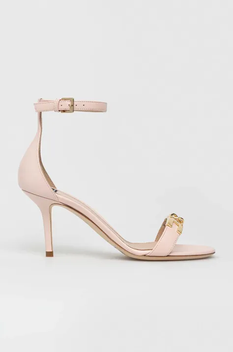 Usnjeni sandali Elisabetta Franchi roza barva